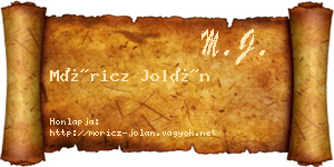 Móricz Jolán névjegykártya
