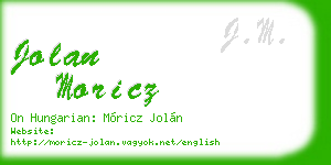 jolan moricz business card